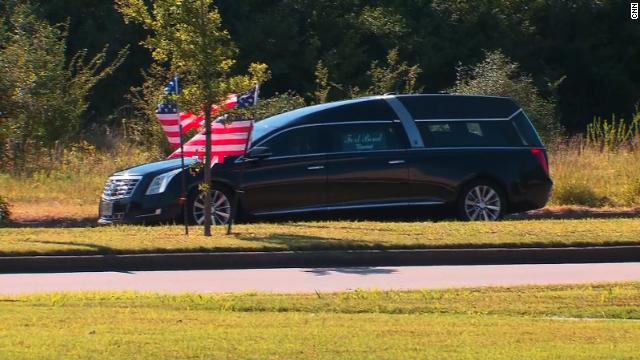 A hearing carrying George Floyd’s body arrives at Houston Church
