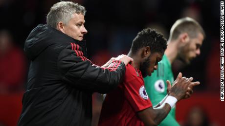 Solskjaer is consulting with Fred after the Premier League match against Manchester City.