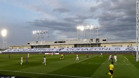 Real Madrid decided to use empty stands at Estadio Alfredo di Stefano to display the inscription 