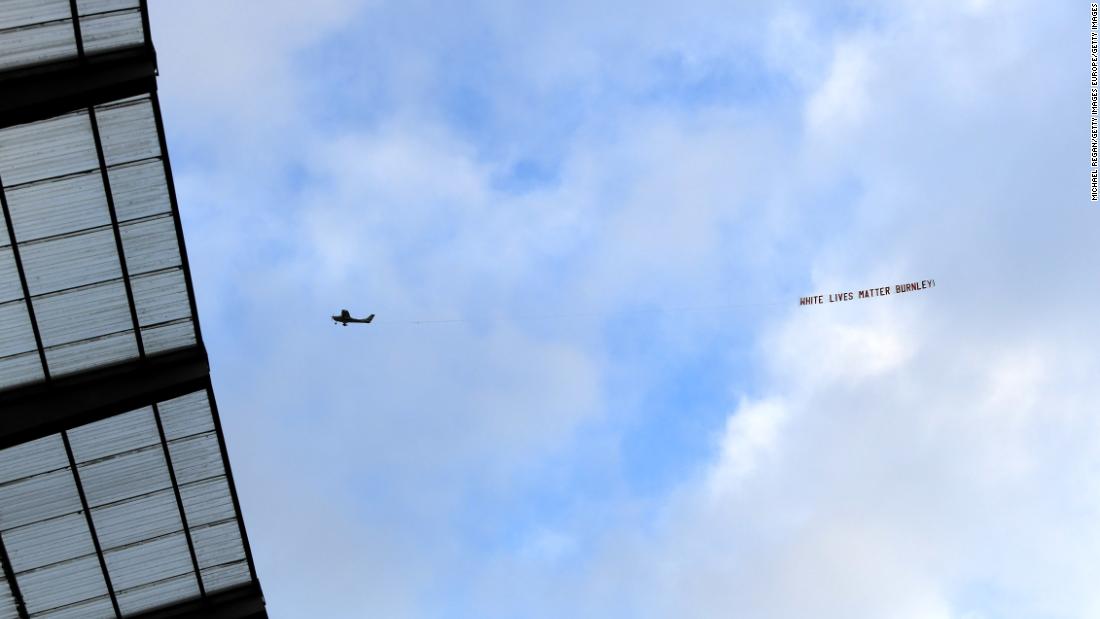 Burnley condemns “White Lives Matter” banner over Etihad Stadium in Premier League match against Manchester City