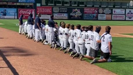 An entire high school baseball team knelt during the national anthem to protest police brutality