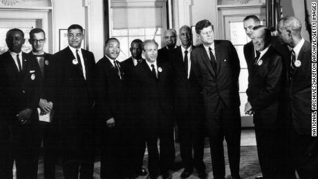 President John F. Kennedy met with civil rights leaders at the White House on August 28, 1963.