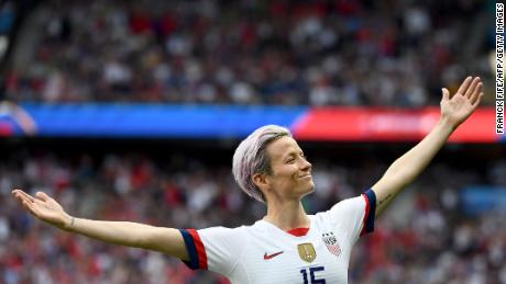 Rapinoe celebrated by scoring her first goal during the fourth final of the Women’s World Cup against France in 2019.