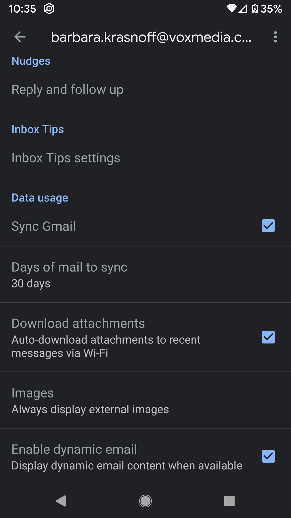 In Settings for your Gmail account, scroll down to “Images.”