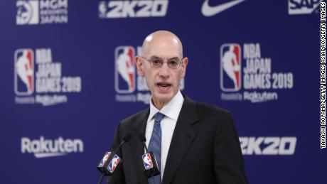 Silver speaks at a news conference ahead of the preseason game between the Houston Rockets and Toronto Raptors in Saitama, Japan.