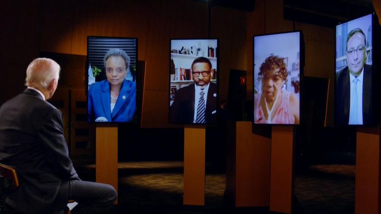 Joe Biden hosted a discussion on race relations at the virtual convention. Pic: DNC