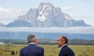 Federal Reserve Chairman Jerome Powell, left, and former Bank of England Governor Mark Carney at Jackson Hole - in a pre-pandemic year.