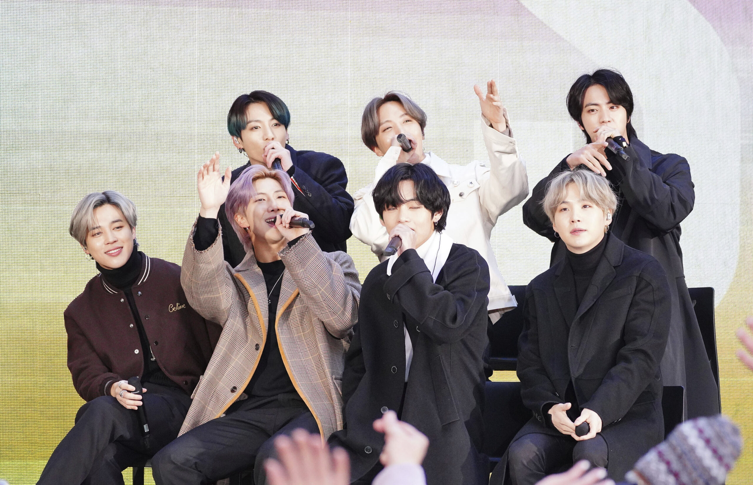 Photo by: zz/John Nacion/STAR MAX/IPx 2020 2/21/20 BTS - the South Korean K-Pop boy band comprised of members Jin, Suga, J-Hope, RM, Jimin, V and Jungkook - visit The Today Show on February 21, 2020 at Rockefeller Plaza in New York City. (NYC)