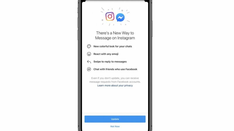 Facebook begins merging Instagram and Messenger chats in new update