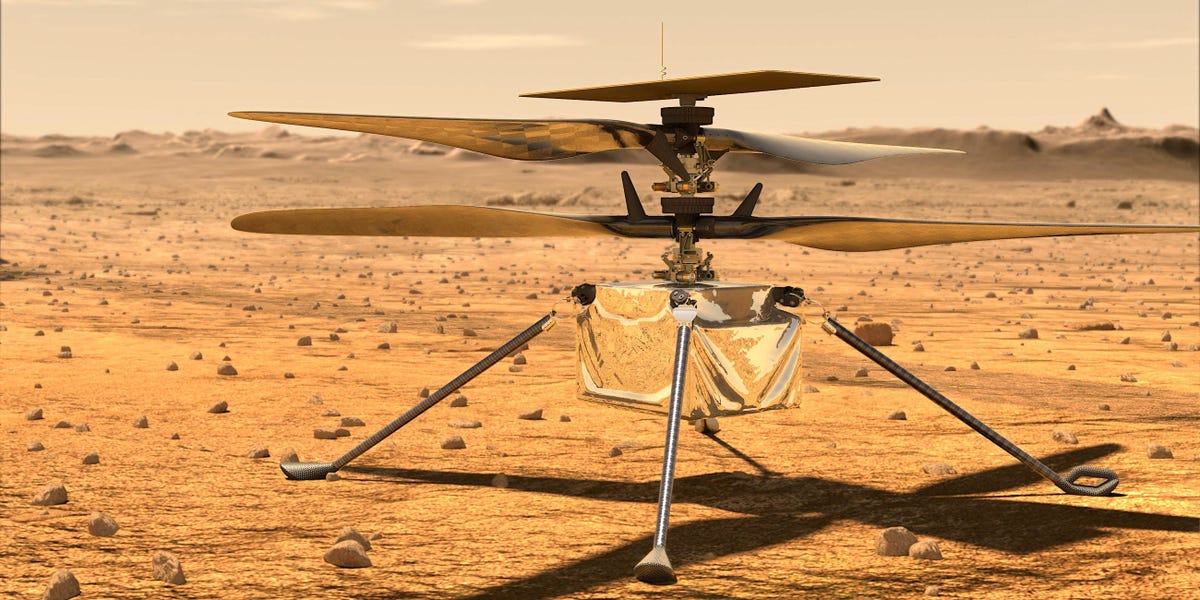 Initially-at any time house helicopter is en route to Mars aboard NASA’s rover