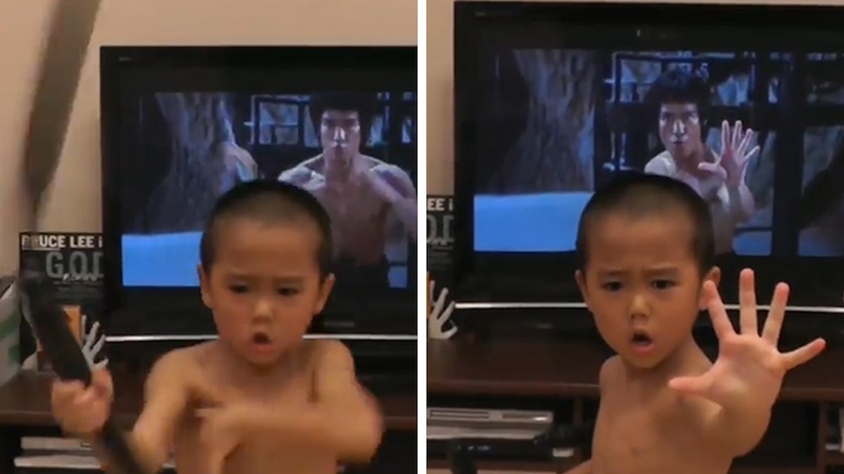 Little Kid Matches Bruce Lee's Nunchuck Moves, Kung Fu Prodigy in Action