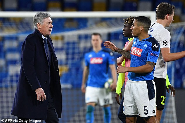 Everton coach Carlo Ancelotti (left) worked with Alan (right) when he was coach of Napoli