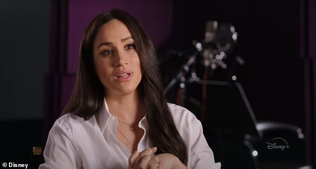 Meghan's first post-Megxit job in the entertainment industry was as the narrator in the Disney Plus Docuseries Elephants, released in April.  The 39-year-old in a promotional photo for the movie