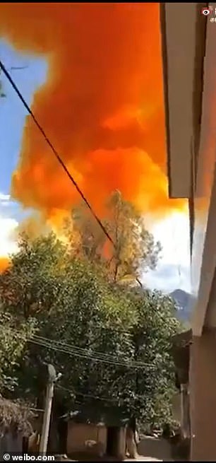 The footage appeared shortly after the failed booster was fired, which instantly exploded into a huge orange cloud after landing in a crash.