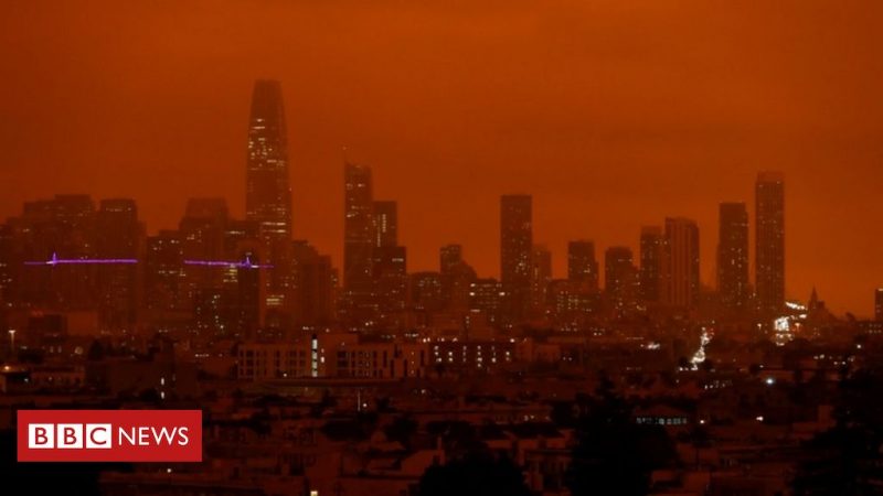 California wildfires: Smoke turns orange in the sky

