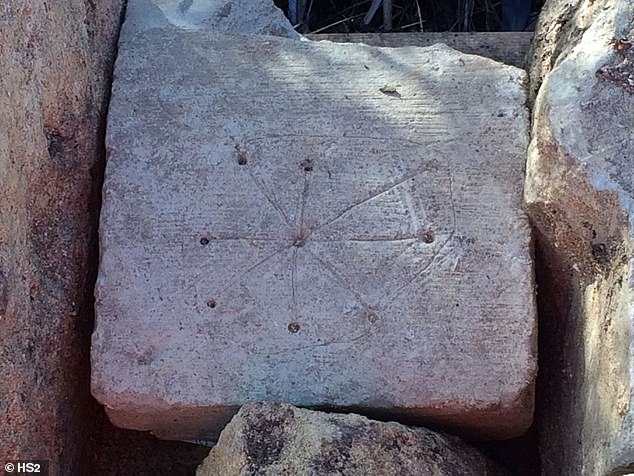 Researchers at HSR, the company involved in the project, spotted inscriptions on various stones of what used to be Saint Mary's, which have a central hole engraved with lines forming a circle