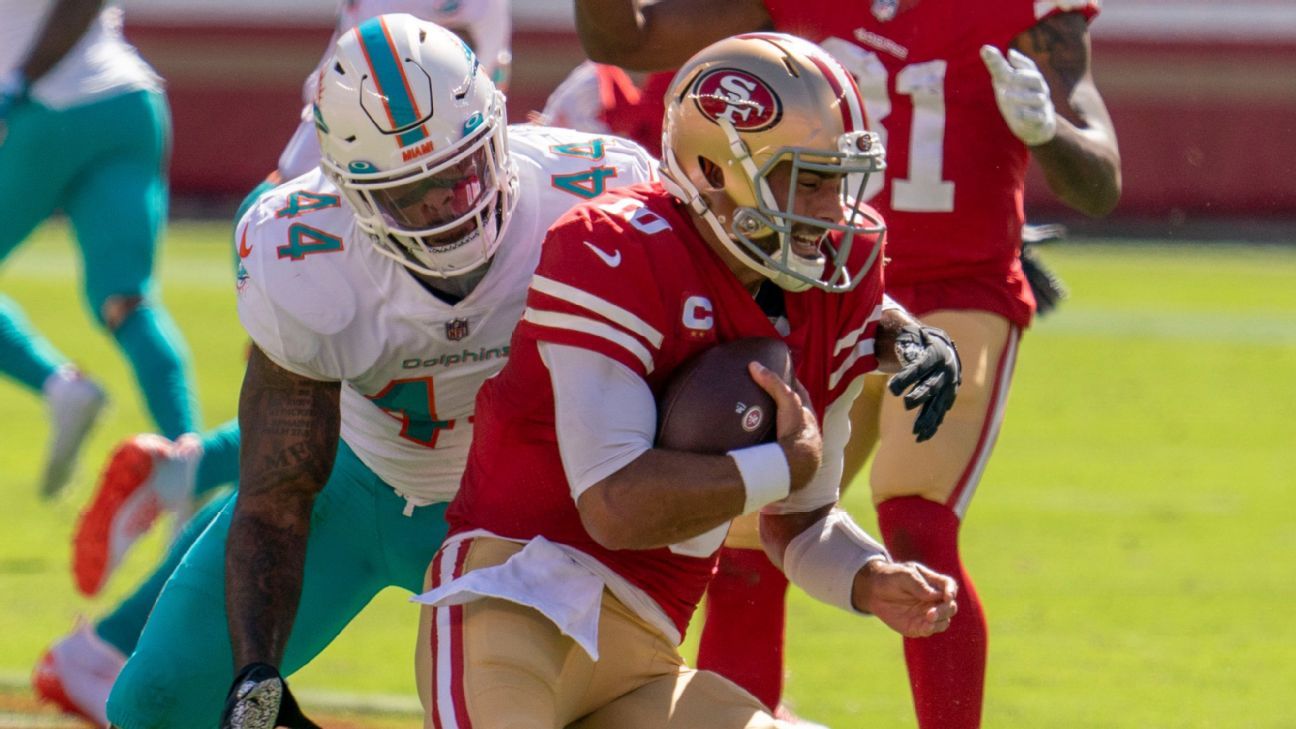 San Francisco 49 Players Off The Bench Jimmy Garoppolo fights for CJ Beathard vs. the Dolphins