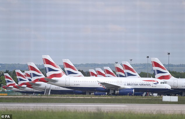 British Airways aircraft were grounded due to the coronavirus outbreak parked at Gatwick Airport in Sussex in May during the first lockdown.