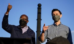 Tens of millions of dollars are pouring into Georgia to support Democratic candidates John Usoff and Raphael Warnock (pictured) ahead of the January run-off election to the Senate.