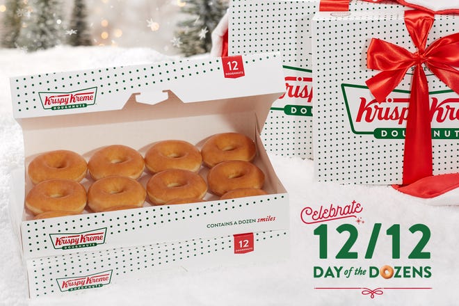 Krispy Kreme Donuts' Day of Dozens is December 12th.