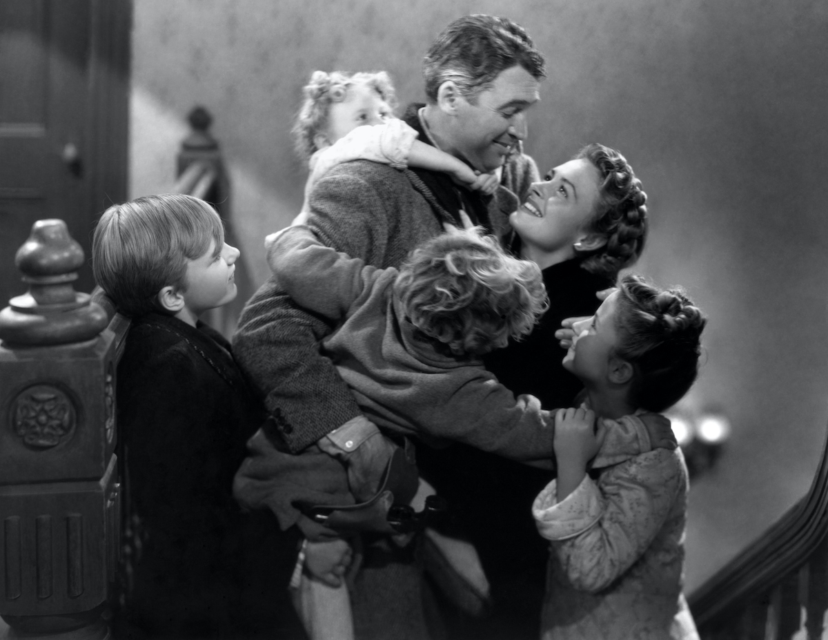 James Stewart, Donna Reed, Carol Coombs, Jimmy Hawkins, Larry Sims, and Caroline Grimes in the movie 