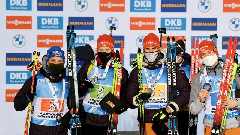 Third place men in the World Cup Biathlon Championship in Finland