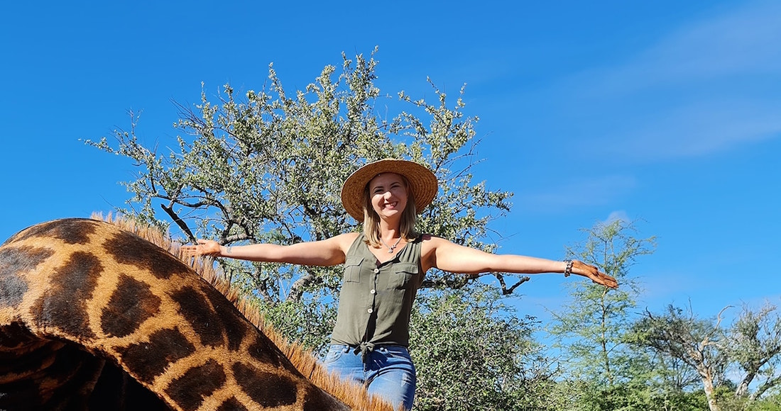 Powerful pics: The huntress shows a giraffe’s heart in the pictures;  It causes anger