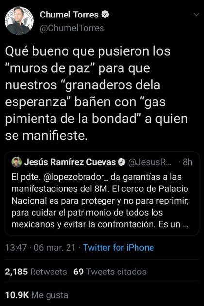 Chumel Torres attacked Jess Ramírez Cuevas, General Coordinator for Social Communications in the Presidency of the Republic (Photo: Twitter / ChumelTorres)