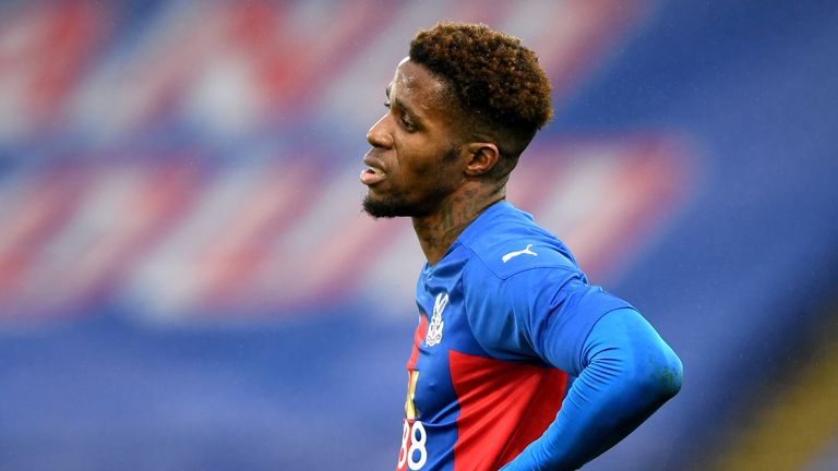 Wilfried Zaha shows his frustration in the first 45 minutes without a goal