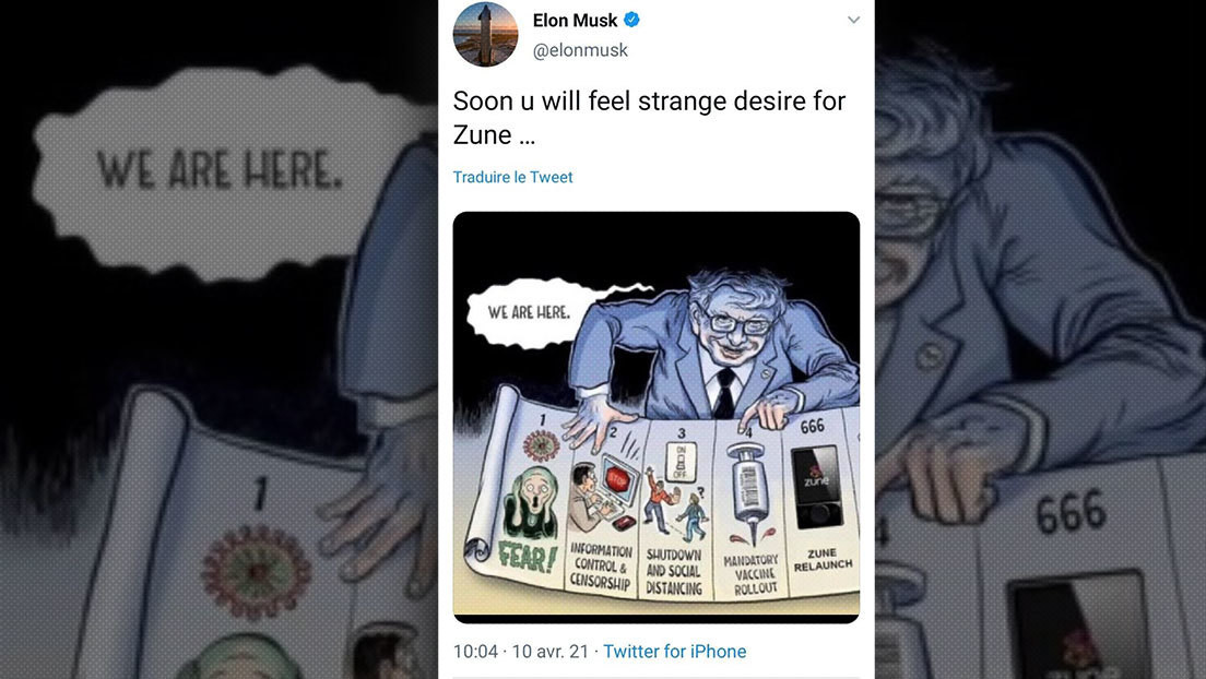 Elon Musk posts the cartoon in which Bill Gates controls brains with a vaccine and later deletes it