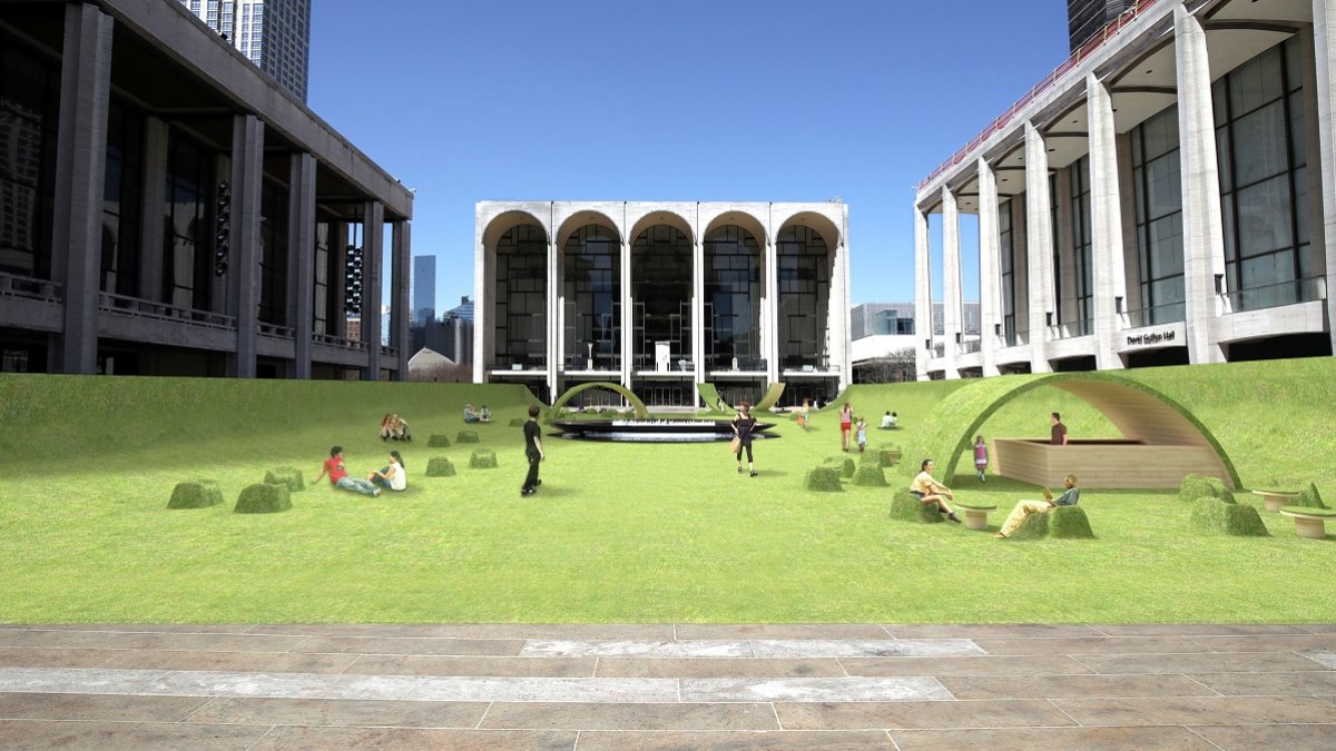 Iconic square of Lincoln Center becomes a ‘green’ space