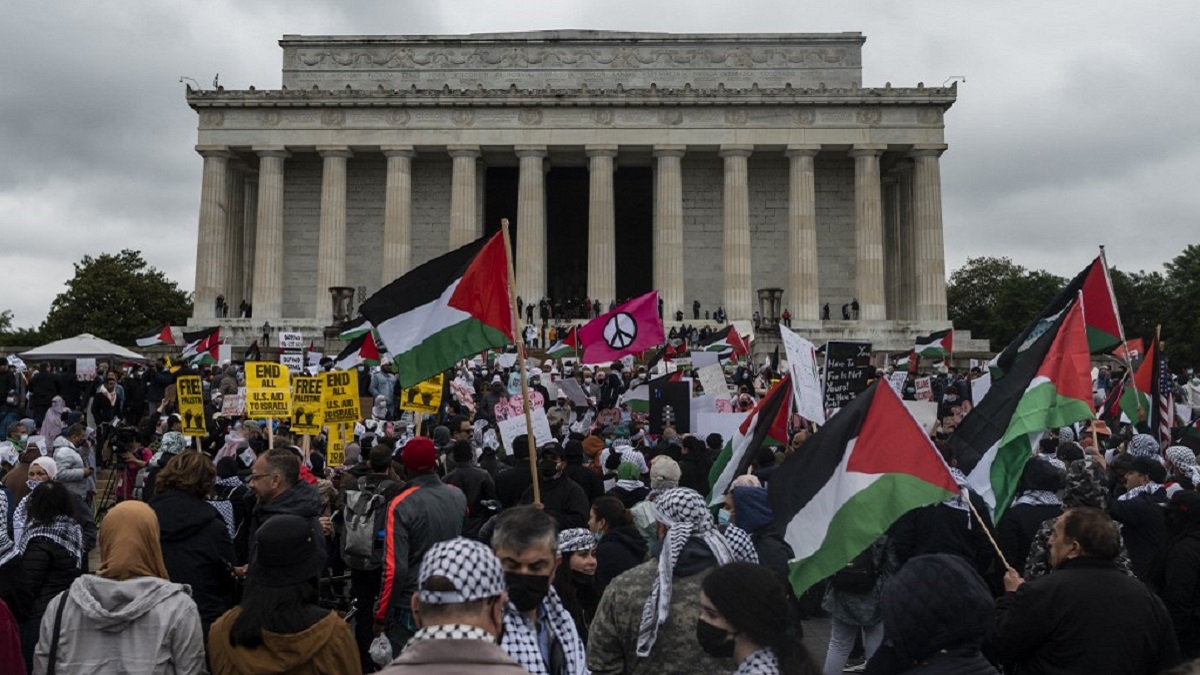 The Palestinians in Washington are calling for an end to US support for Israel