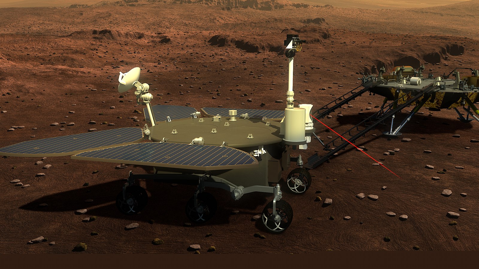 Illustration by an artist depicting the Mars rover in the Tianwen-1 mission.  Illustration: China National Space Agency