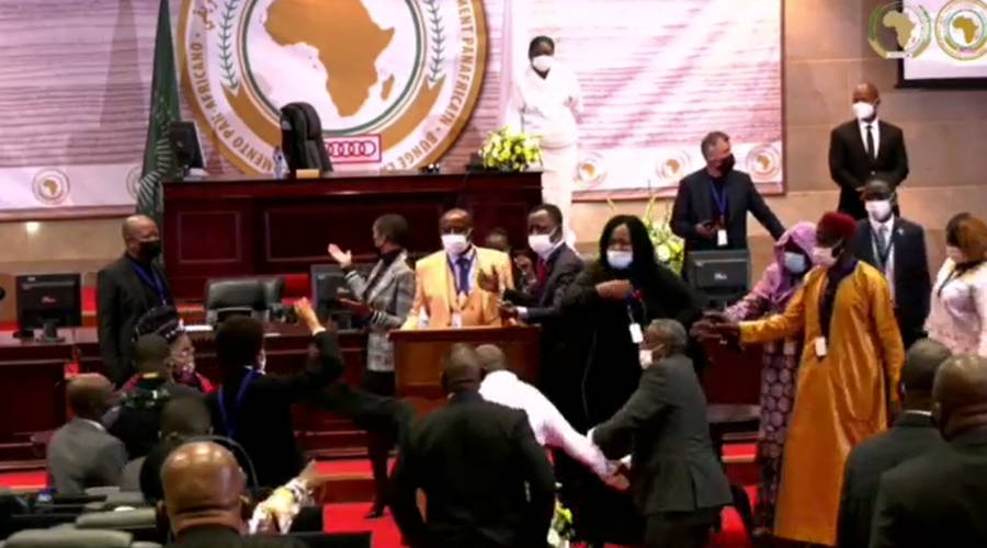 A fist fight between the representatives of the Pan African Parliament