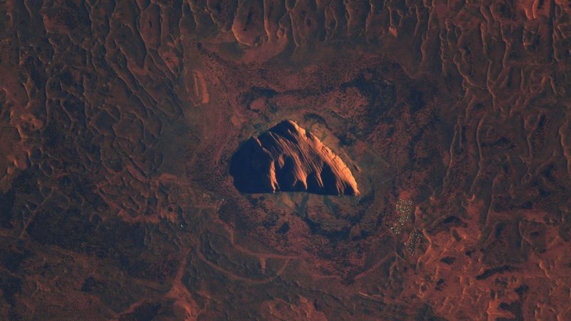 Uluru, formerly Ayers Rock: An Australian landmark from space

