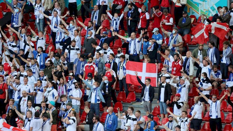 Exciting: Fans from Finland and Denmark rallied to cheer for Eriksen

