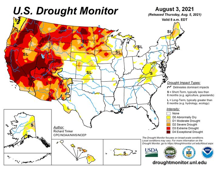 Drought monitoring in the USA: The West is deeply affected