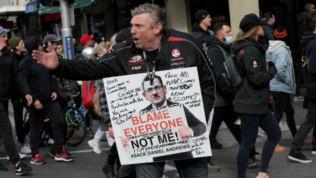 Manifestante in Melbourne.
