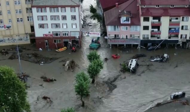   The number of flood victims in Turkey has increased.  Damaged bridges, roads and houses

