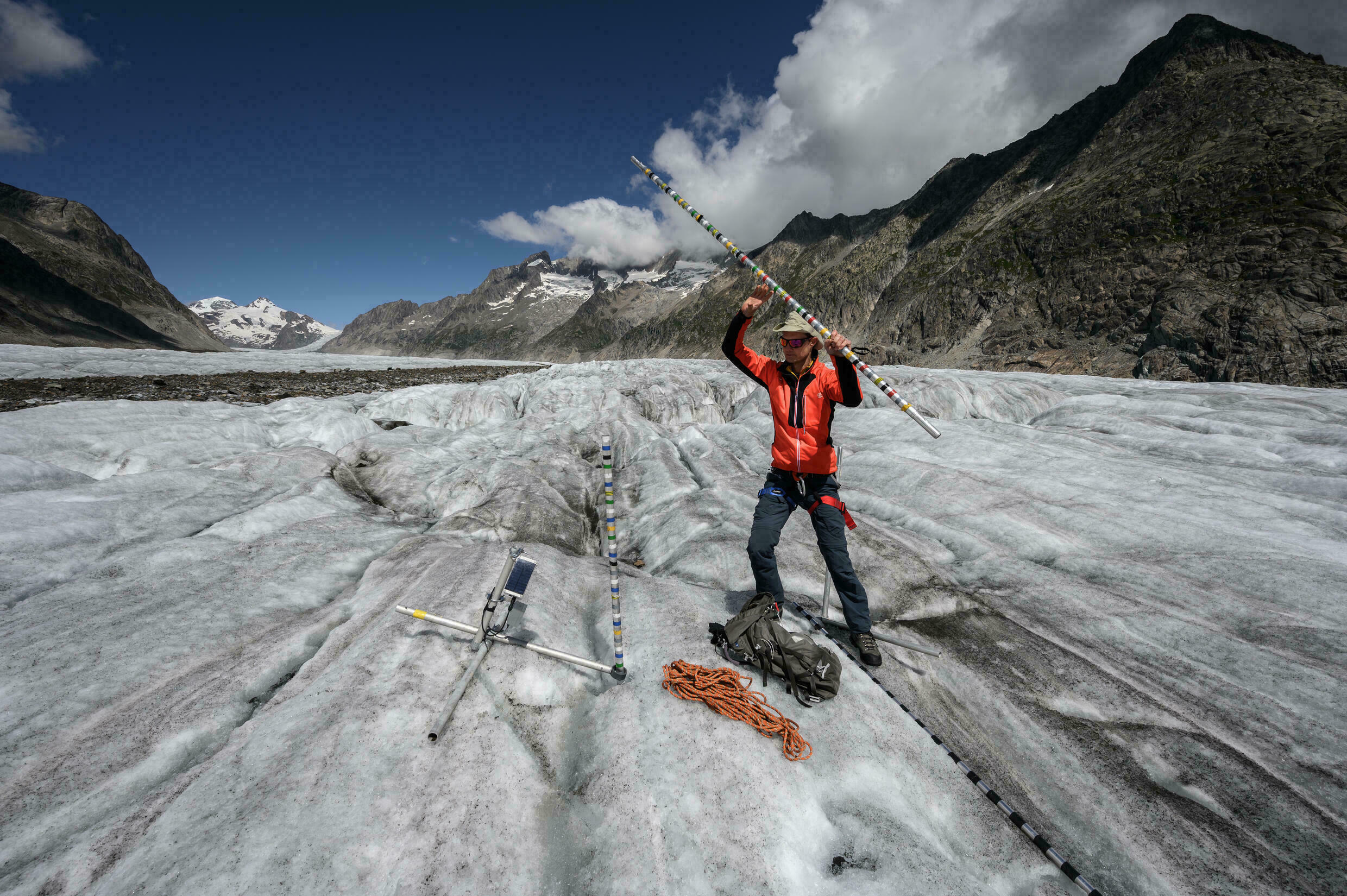 Matthias Haas on the Aletsch Glacier in Switzerland on August 25, 2021