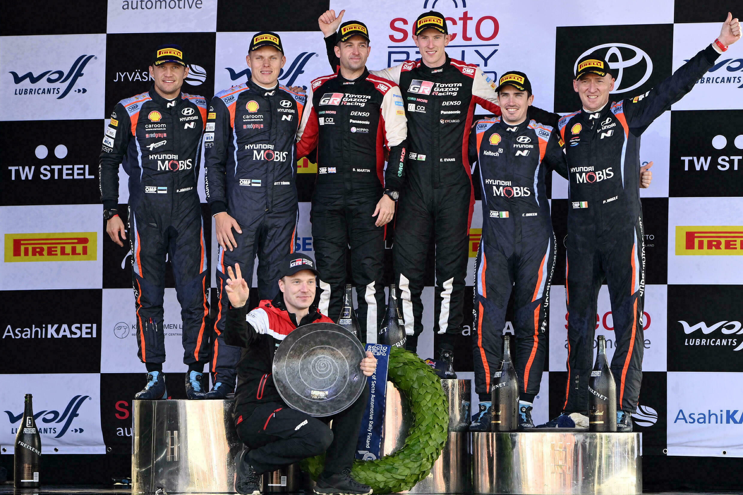 The podium at the Rally Finland, on October 3, 2021 in Lucknow