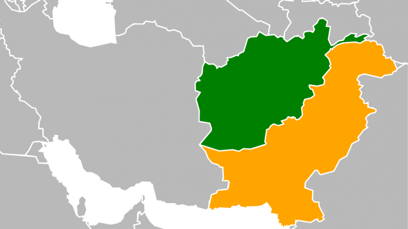 cartina, in verde l'Afghanistan, in giallo il Pakistan. Fonte: Wikimedia Commons