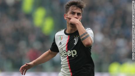 Paulo Dybala performs his celebration at the goals.