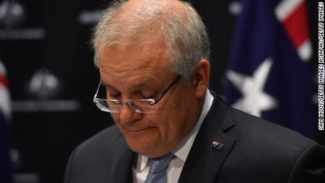 Prime Minister Scott Morrison during a press conference in the Main Committee room on June 12 in Canberra.