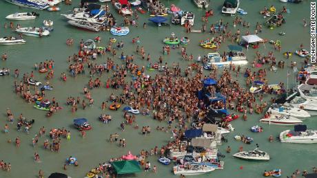 Hundreds of people gathered at Torch Lake, in the northwest corner of the Lower Peninsula in Michigan, over the July 4 weekend.