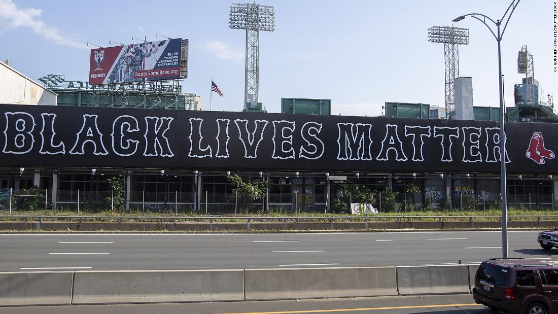 The Boston Crimson Sox set up a Black Lives Issue billboard over the Massachusetts Turnpike