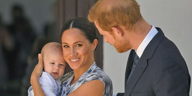 Prince Harry, Duke of Sussex and Meghan, Duchess of Sussex and their baby son Archie Mountbatten-Windsor at a meeting with Archbishop Desmond Tutu at the Desmond &amp; Leah Tutu Legacy Foundation during their royal tour of South Africa on September 25, 2019 in Cape Town, South Africa.