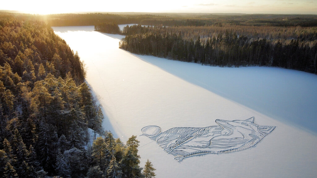 In Finland, an architect creates ephemeral art on a frozen lake