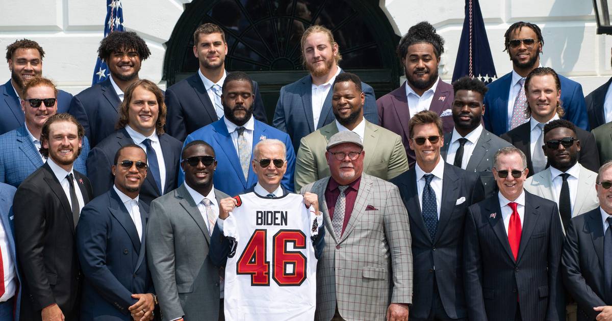Joe Biden welcomes the Tampa Bay Buccaneers to the White House